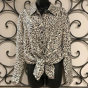 Peter Nygard Silk Animal Print Blouse